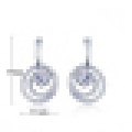 Women′s Elegant 925 Sterling Silver Circular Earrings Inlay Crystal